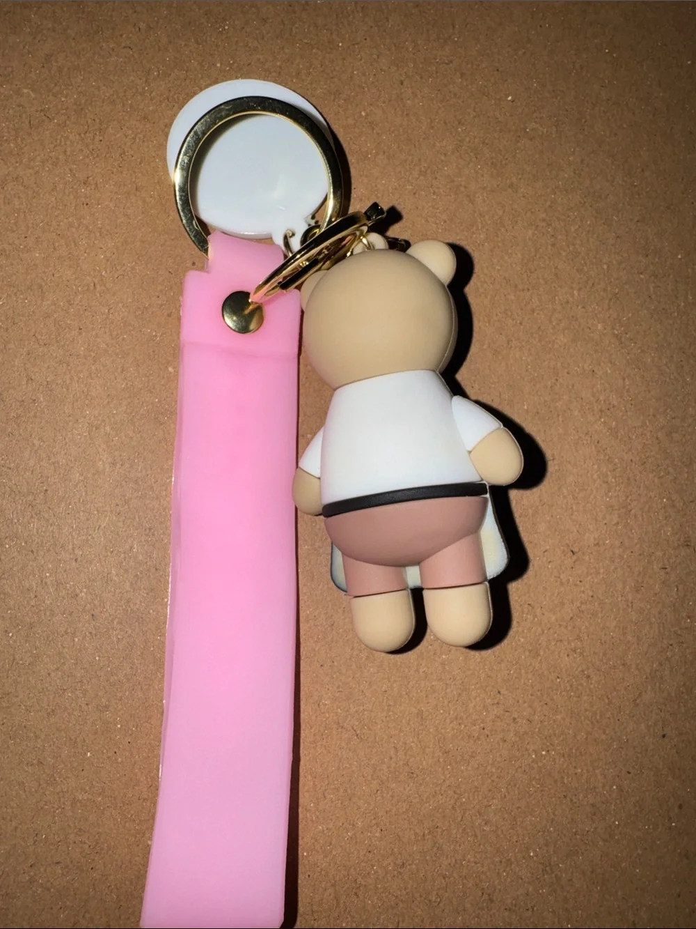 Starbucks Pink Strap Bear Keyring with Green Logo - Picture 2 of 2